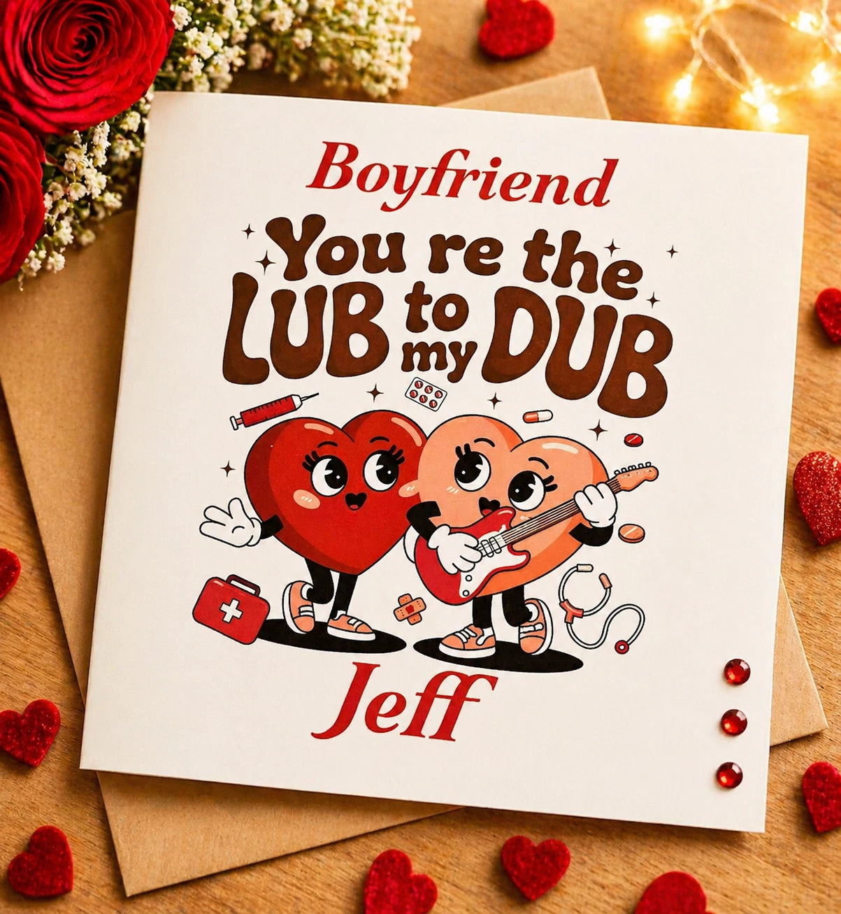 Personalised Boyfriend Valentine's Day Card | You're the LUB to my DUB | Funny 6x6