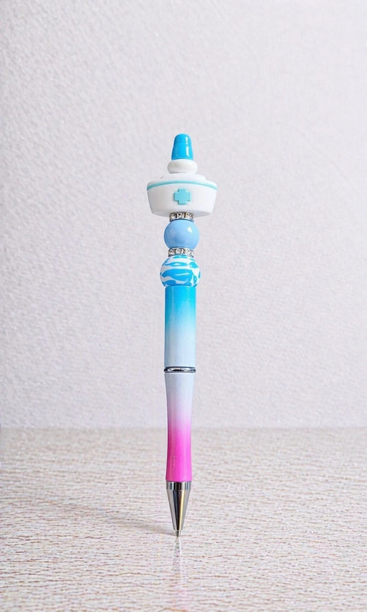🩺 Nurse Cap Decorative Beaded Pen — Ideal Gift for Nurses & Healthcare Workers