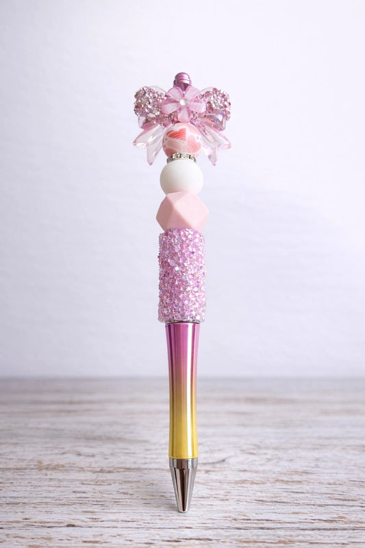 💎 Pink Diamanté Bow Decorative Beaded Pen — Ideal Gift for Any Occasion