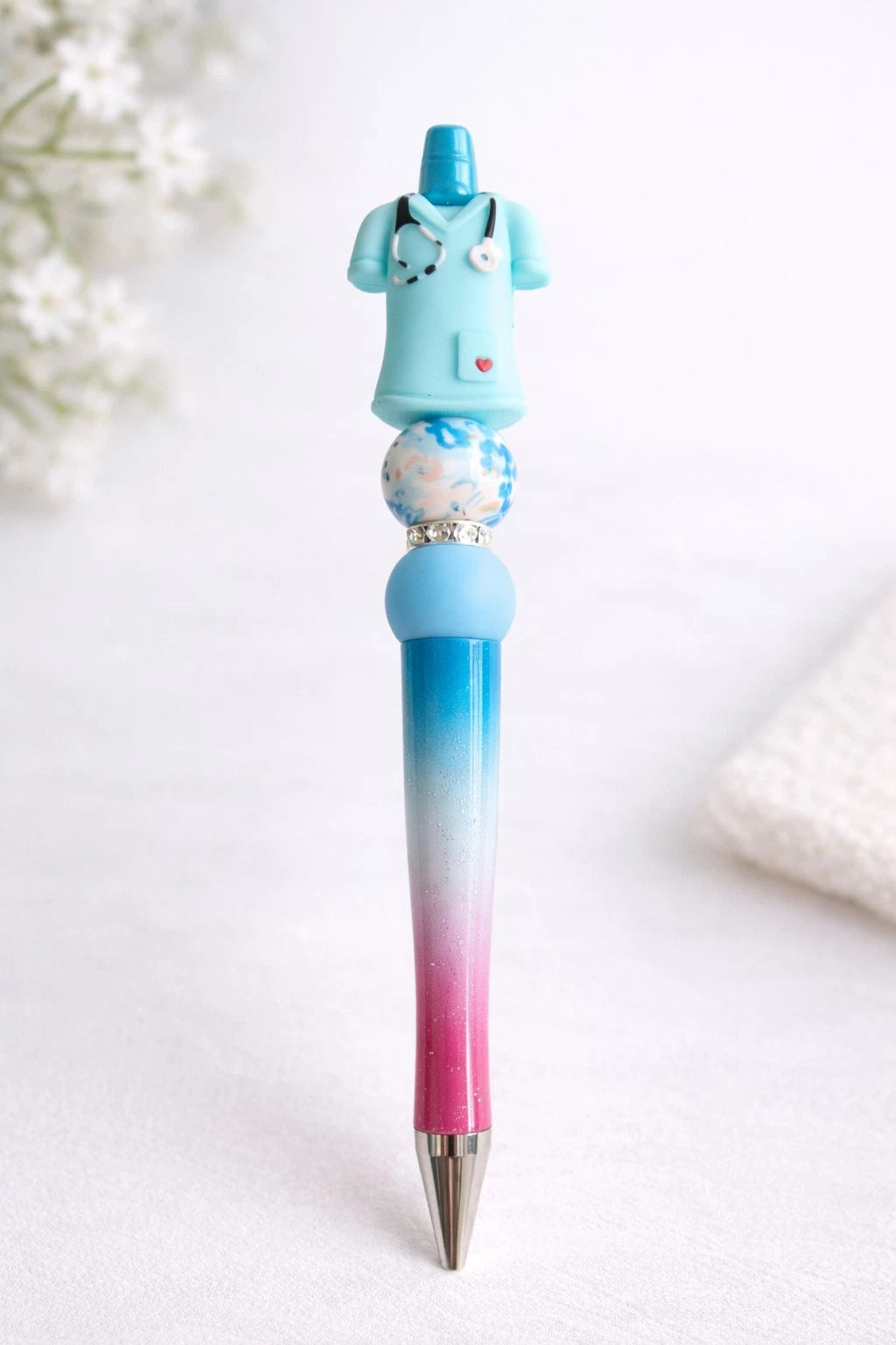 🩺 Nurse Scrubs Decorative Beaded Pen — Ideal Gift for Nurses & Doctors
