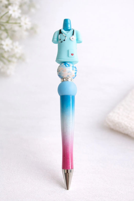 🩺 Nurse Scrubs Decorative Beaded Pen — Ideal Gift for Nurses & Doctors