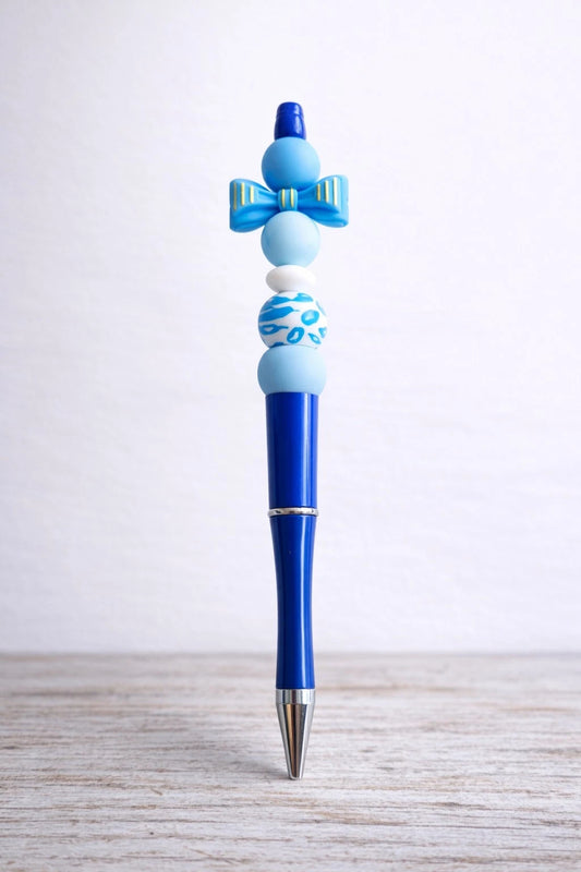 💙 Blue Bow Decorative Beaded Pen — Ideal Gift for Girls, Teens & Stationery Lovers