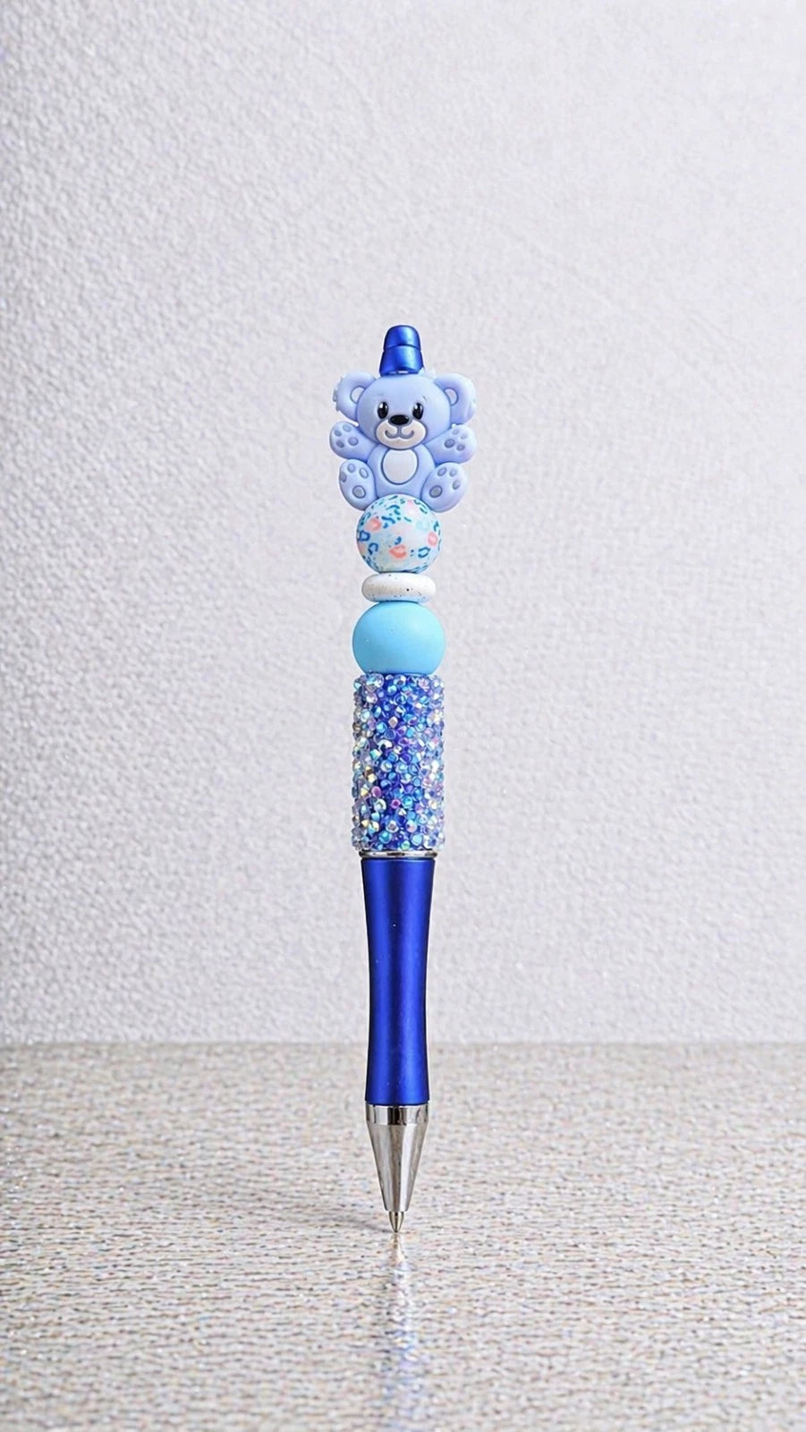 💙 Unicorn Bear Diamanté Decorative Beaded Pen — Ideal Gift for Girls & Students