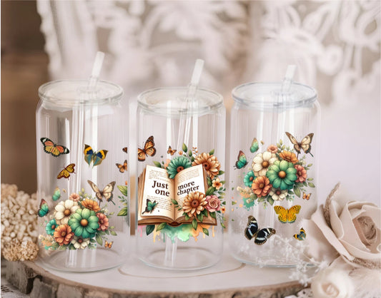 Personalised Book lover 16oz Acrylic or Glass Libby Can with Lid and Straw