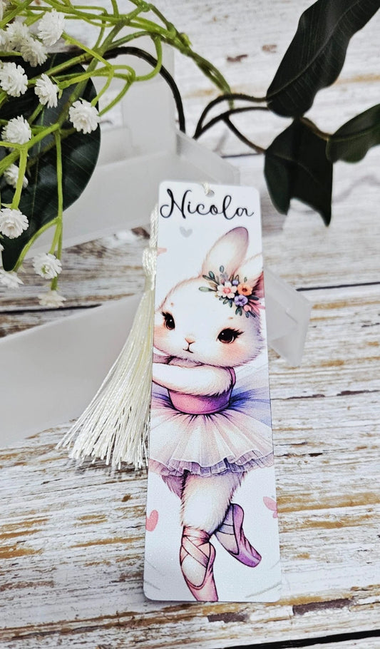 🐰 Personalised Bunny Ballerina Metal Bookmark — Ideal Gift for Any Relation