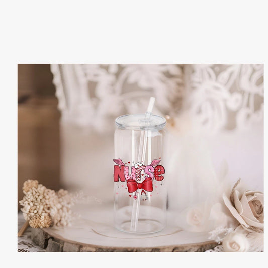 Personalised Nurse 16oz Acrylic or Glass Libby Can with Lid and Straw