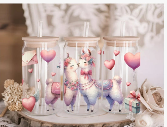 Llhama Acrylic or Glass 16oz libby Can with Lid and straw