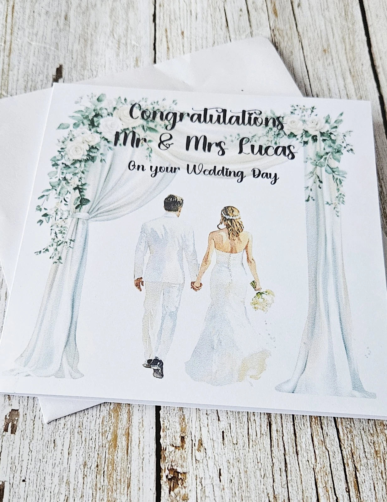 Personalised 300gsm 6x6 Wedding Day  Card With White Envelope