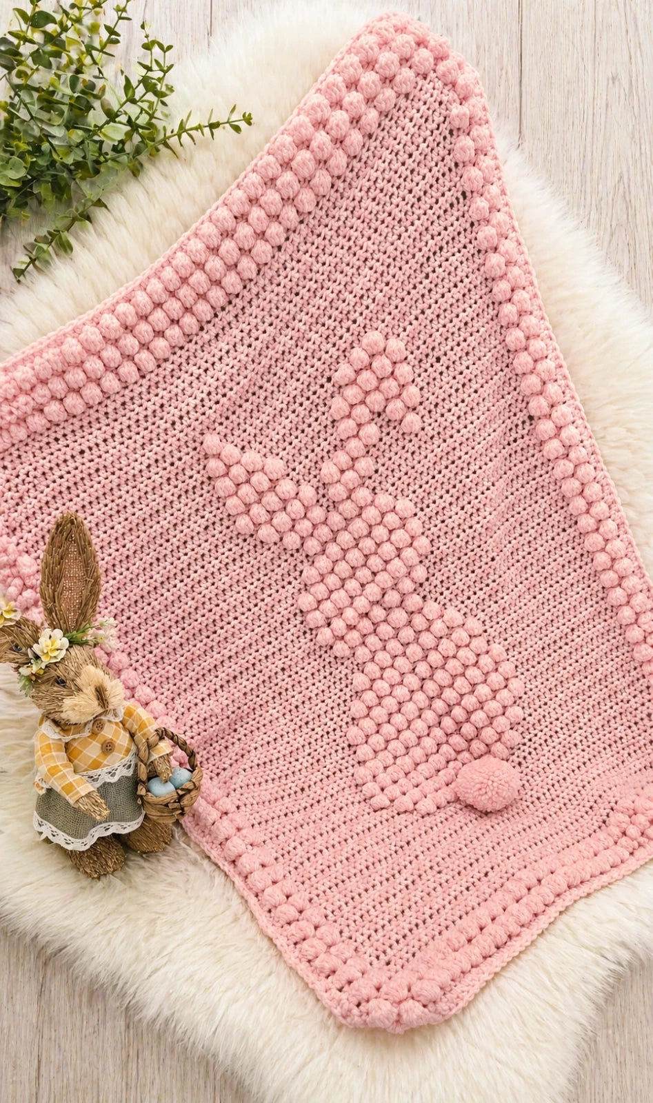 🐰 Little Bunny Bobble Baby Blanket — Handmade Crochet Baby Gift