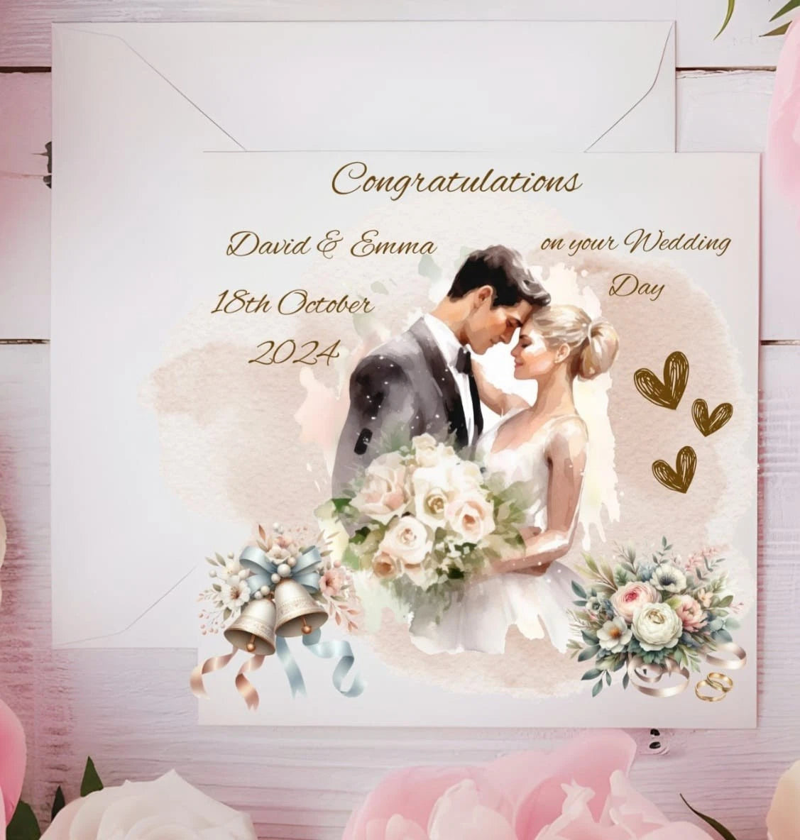 Personalised Wedding Day Card Customised Names Date And Venue