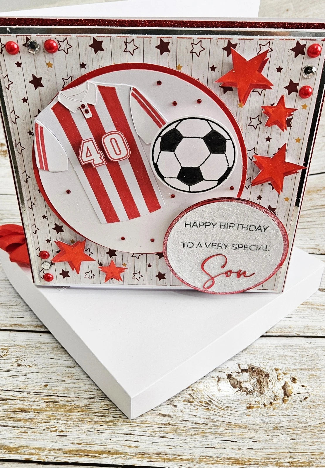 Personalised Handmade 8x8 3D Football  Boxed Card. Any Relation.