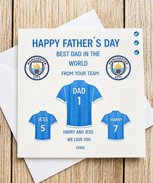 💙 Personalised Manchester City Father's Day Card — Best Dad in the World