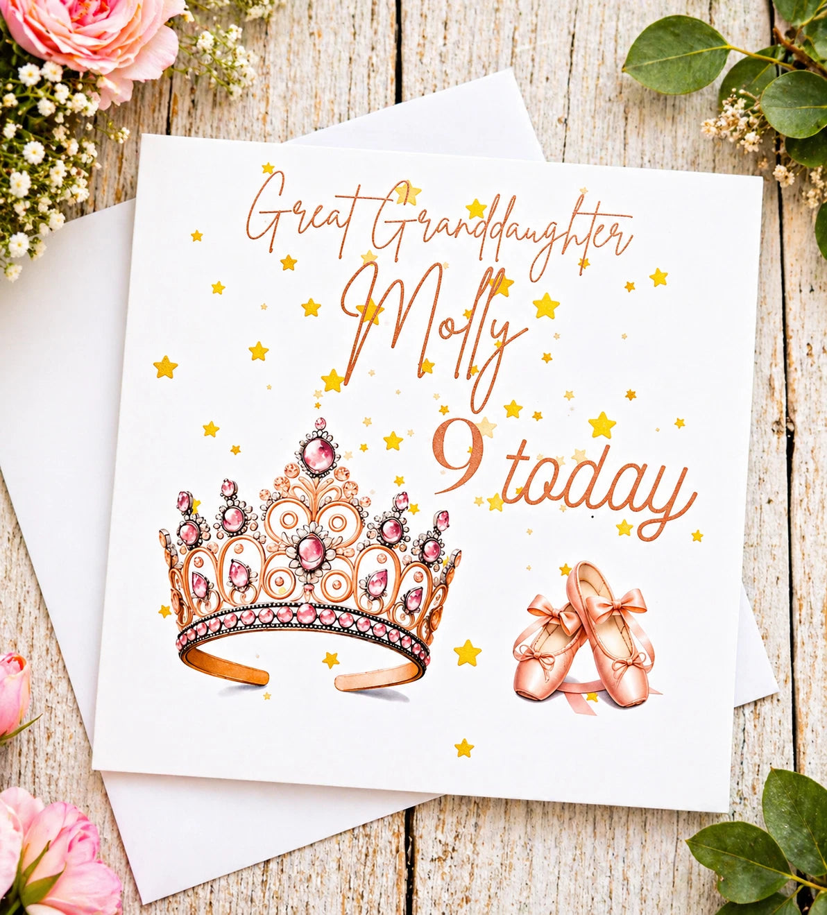 Personalised Princess Tiara And Ballet Shoes Customised Birthday Card
