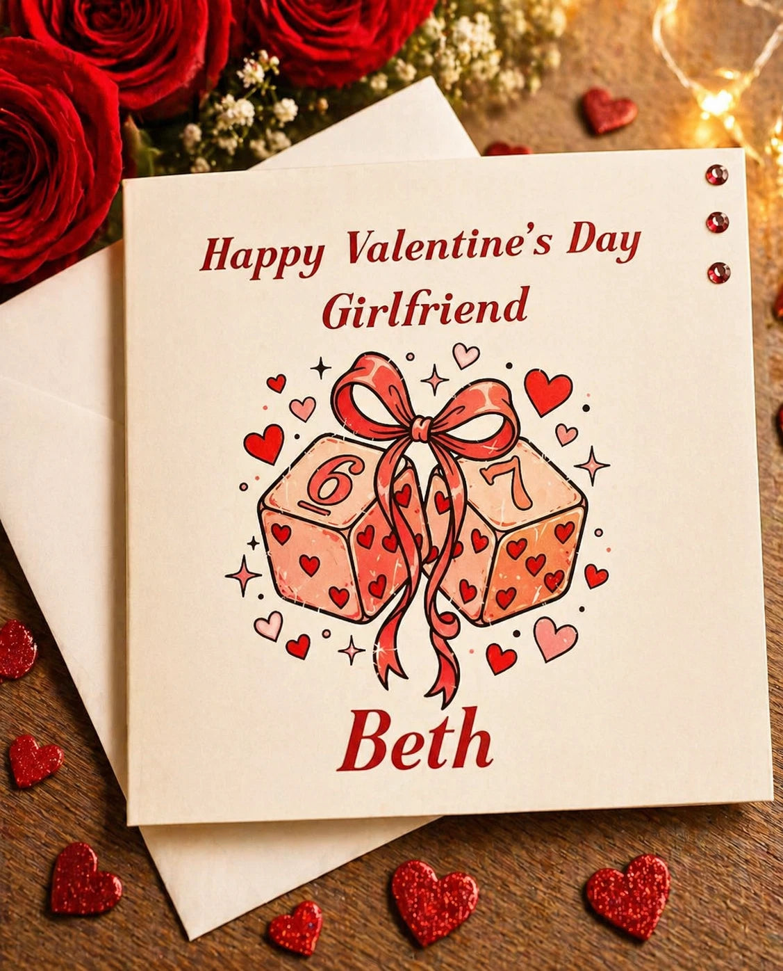 Personalised Girlfriend Valentine's Day Card | Lucky in Love Dice | 6x6