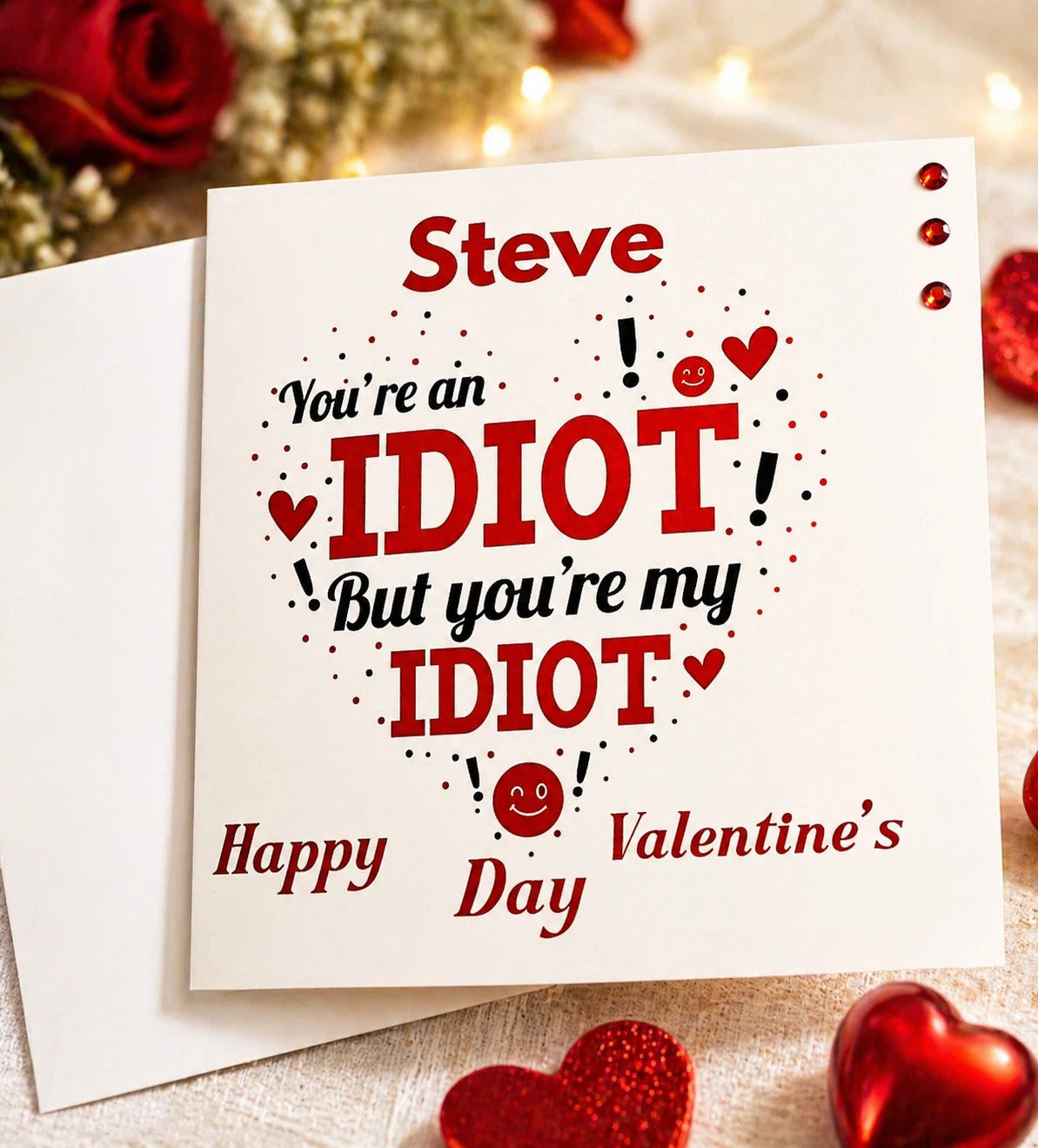 Personalised Valentine's Day Card | You're an IDIOT But You're My IDIOT | Funny 6x6