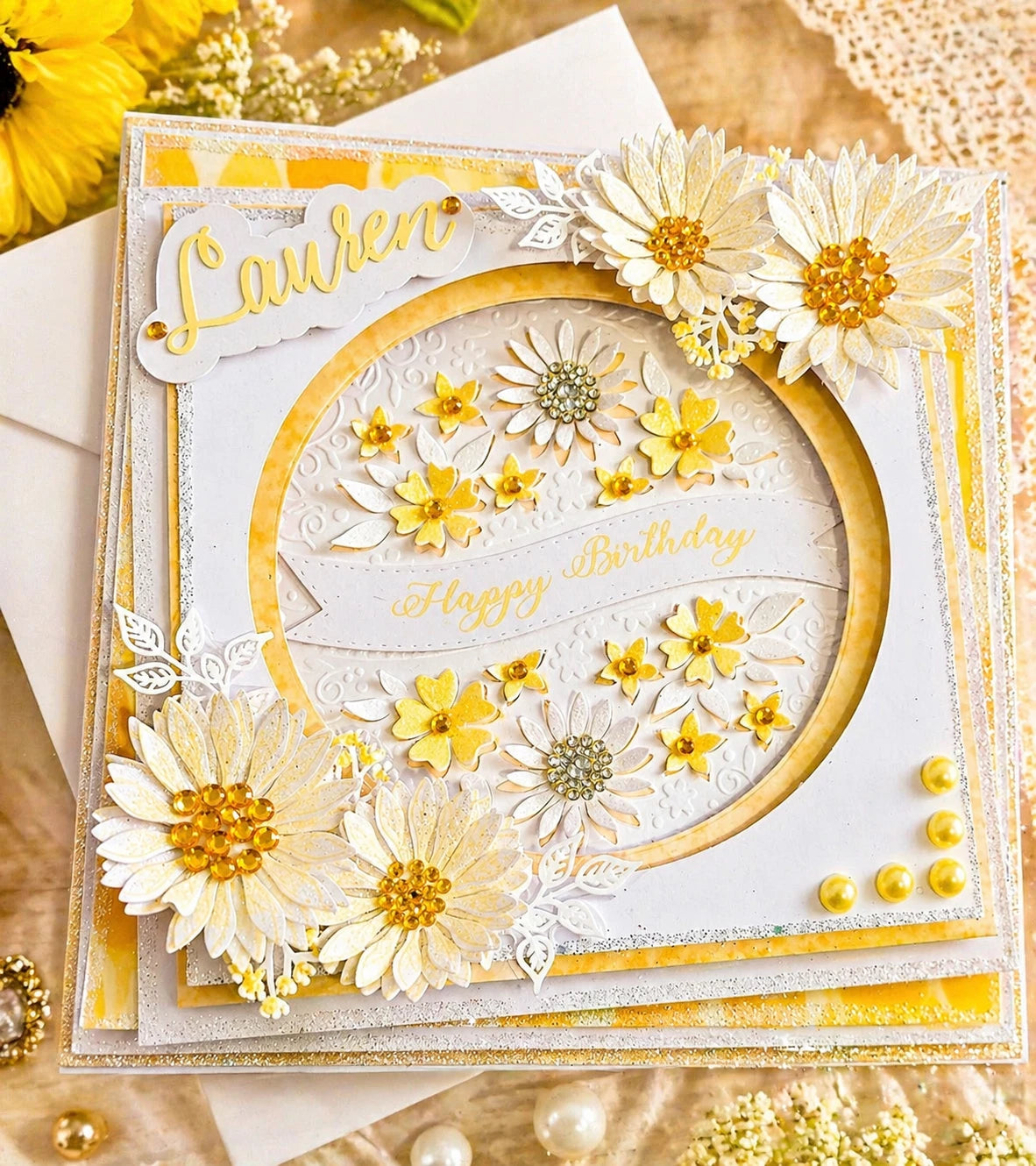 Personalised Daisy 3D Luxury Boxed Birthday Card | Handmade | 8x8 inches