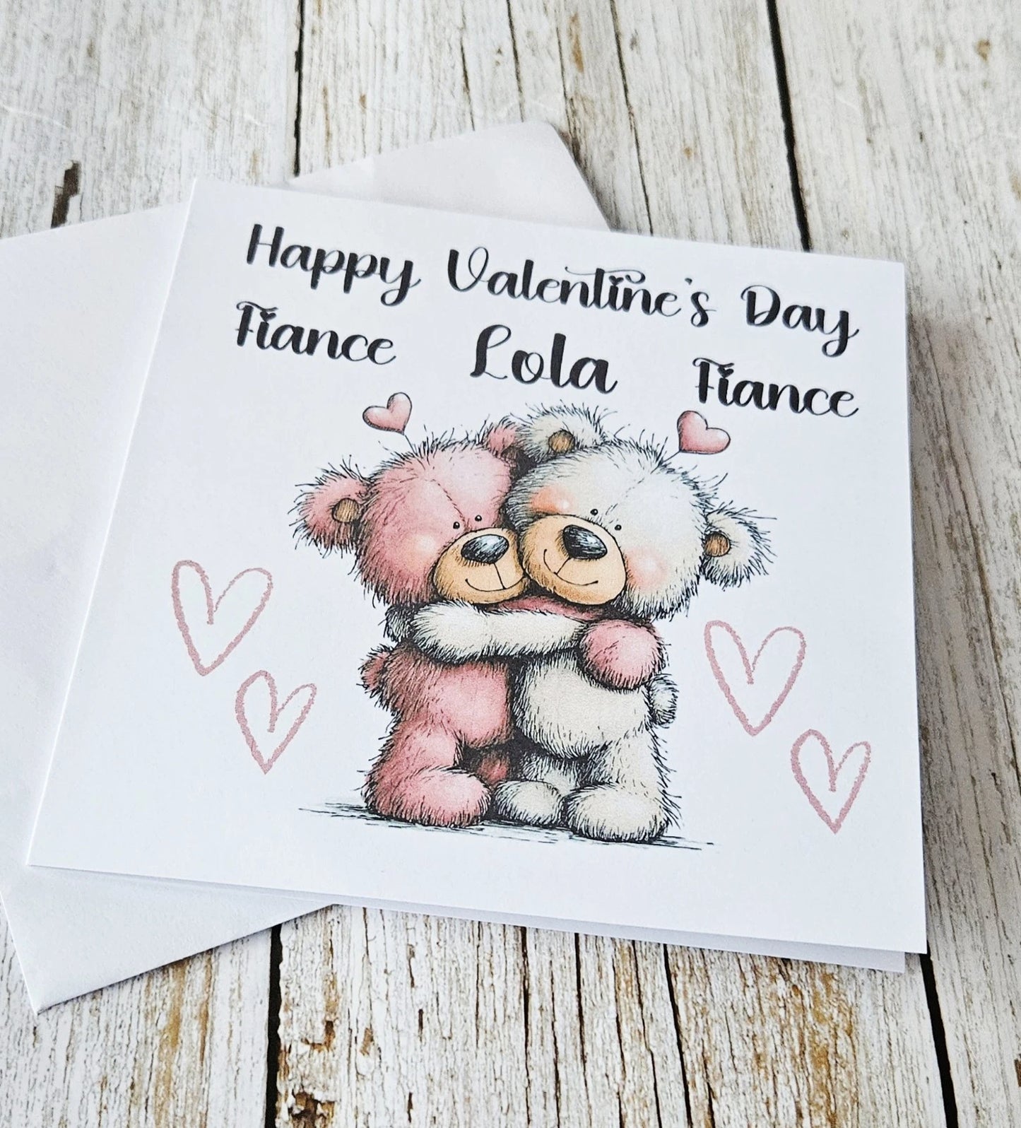 Personalised 6x6 300gsm Fiance Valentine Card With White Envelope