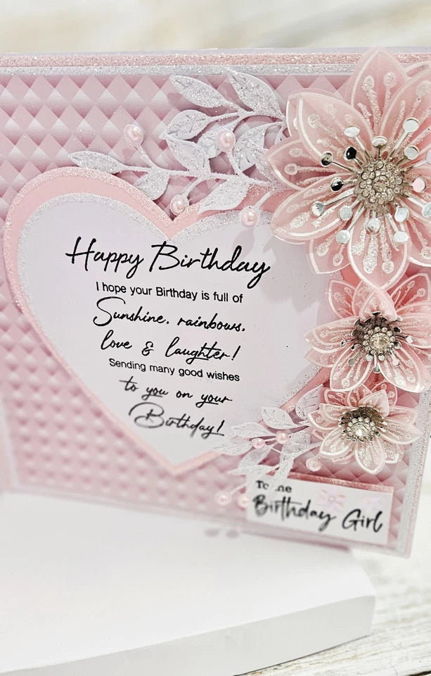 Luxury 3D Handmade Boxed 21st Birthday Card | Granddaughter | Illustrated Girl Balloons Pink Glitter Heart | 8x8