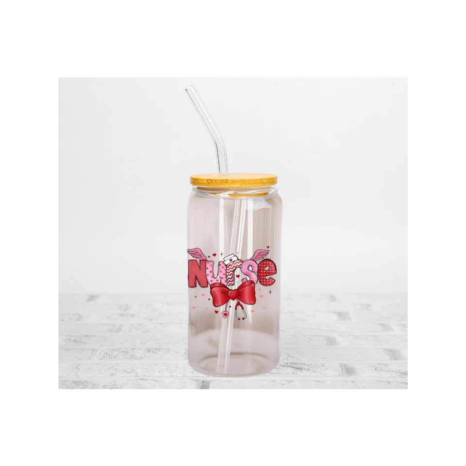 Personalised Nurse 16oz Acrylic or Glass Libby Can with Lid and Straw