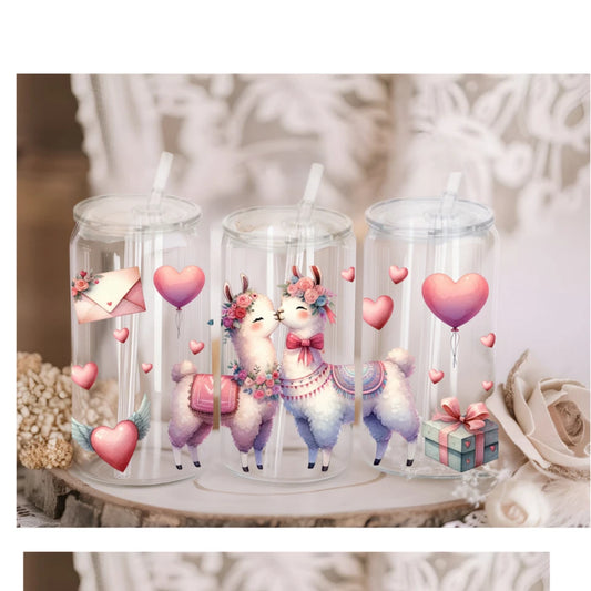 Llhama Acrylic or Glass 16oz libby Can with Lid and straw