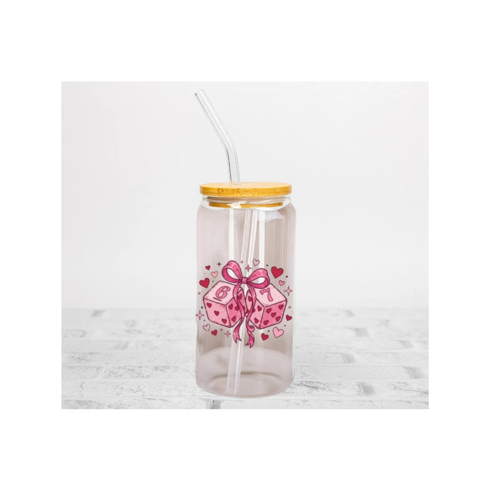 Personalised I Was 6 Now I'm 7 Acrylic or Glass 16oz Libby Can with Lid and Straw