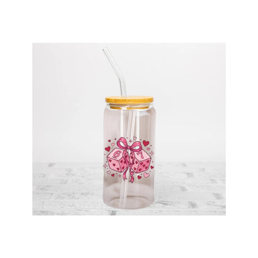 Personalised I Was 6 Now I'm 7 Acrylic or Glass 16oz Libby Can with Lid and Straw