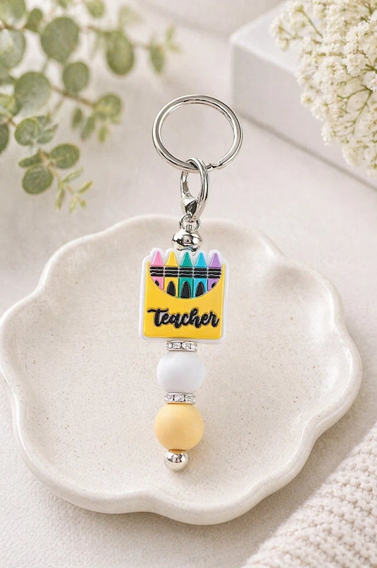 🖍️ "Teacher" Decorative Beaded Keychain — Ideal Gift for Teachers